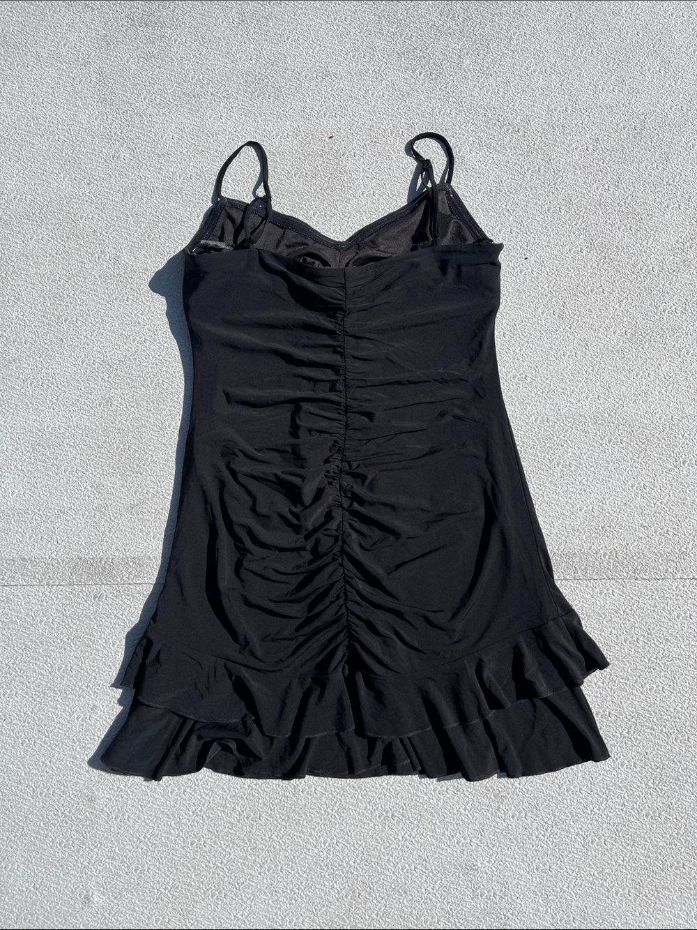 BCBGMaxAzria Black Ruched Ruffle Slip Dress - Picture 7 of 8